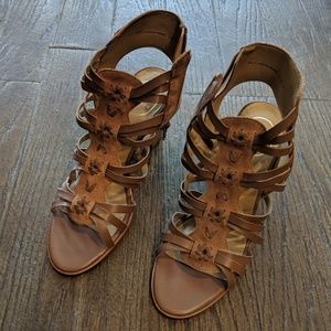 Jack Rogers Heels, Size 9, Cognac